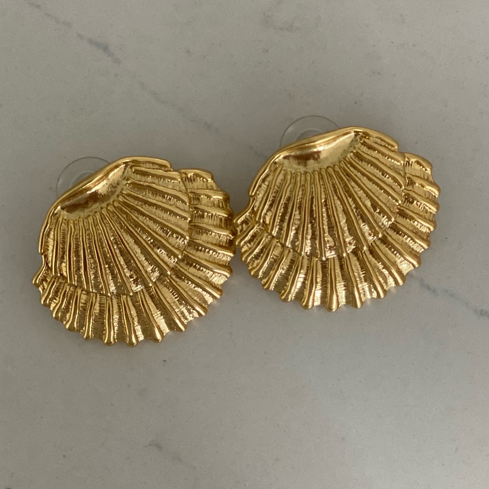 J. Crew Brass Seashell Earrings
